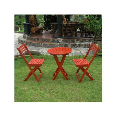 INTERNATIONAL CARAVAN Acacia Folding Bistro Set, Barn Red - Set of 3 TT-VN-0158-BRD